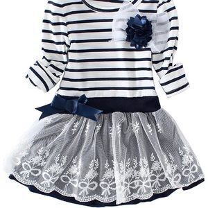 Navy and White Striped Dress
